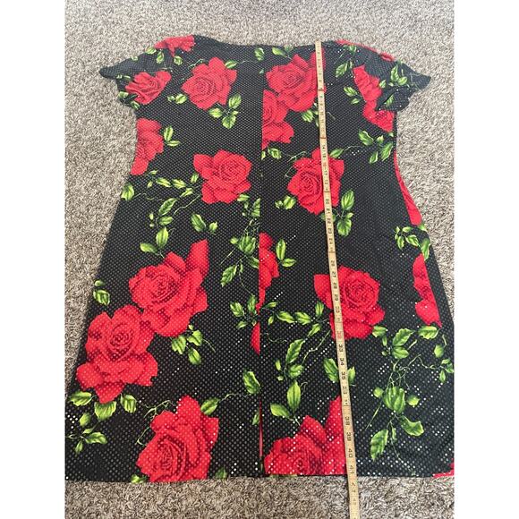 Vintage Midi Dress Plus Size 2XL 3XL Black Red Rose Floral Sparkle Romantic Y2K - Picture 13 of 15